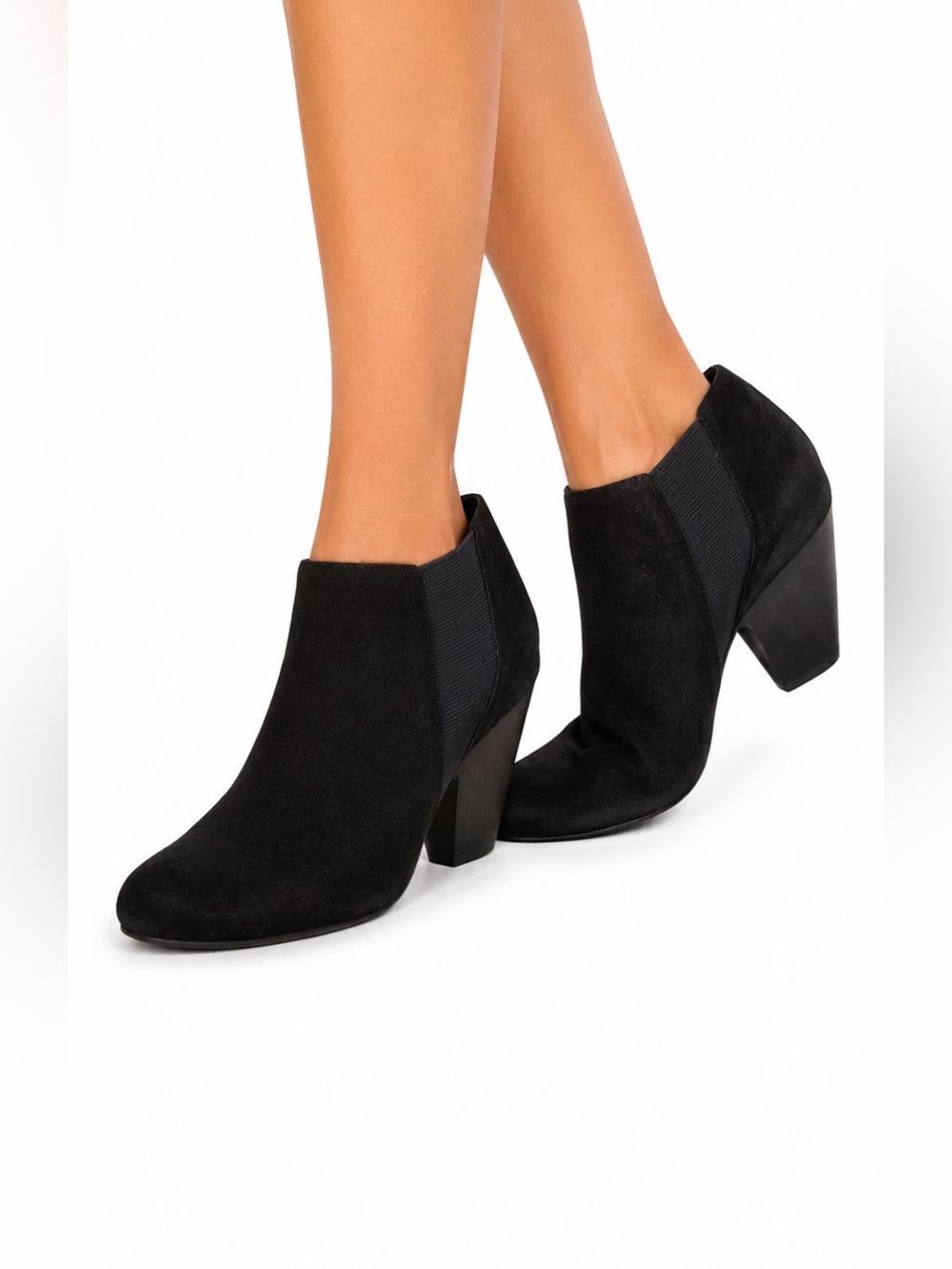 Vaneli Black Faux Suede Ankle Boots 3” Heel Size 8.5 Like New